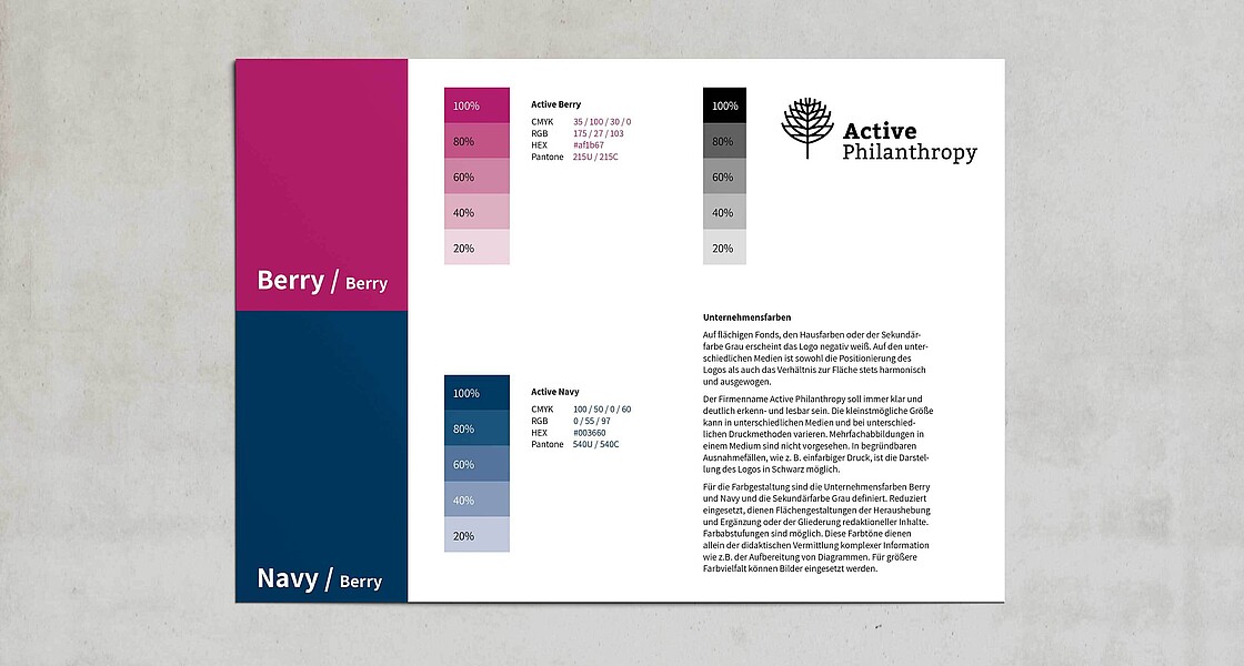Das Farbschema des neuen Corporate Designs.