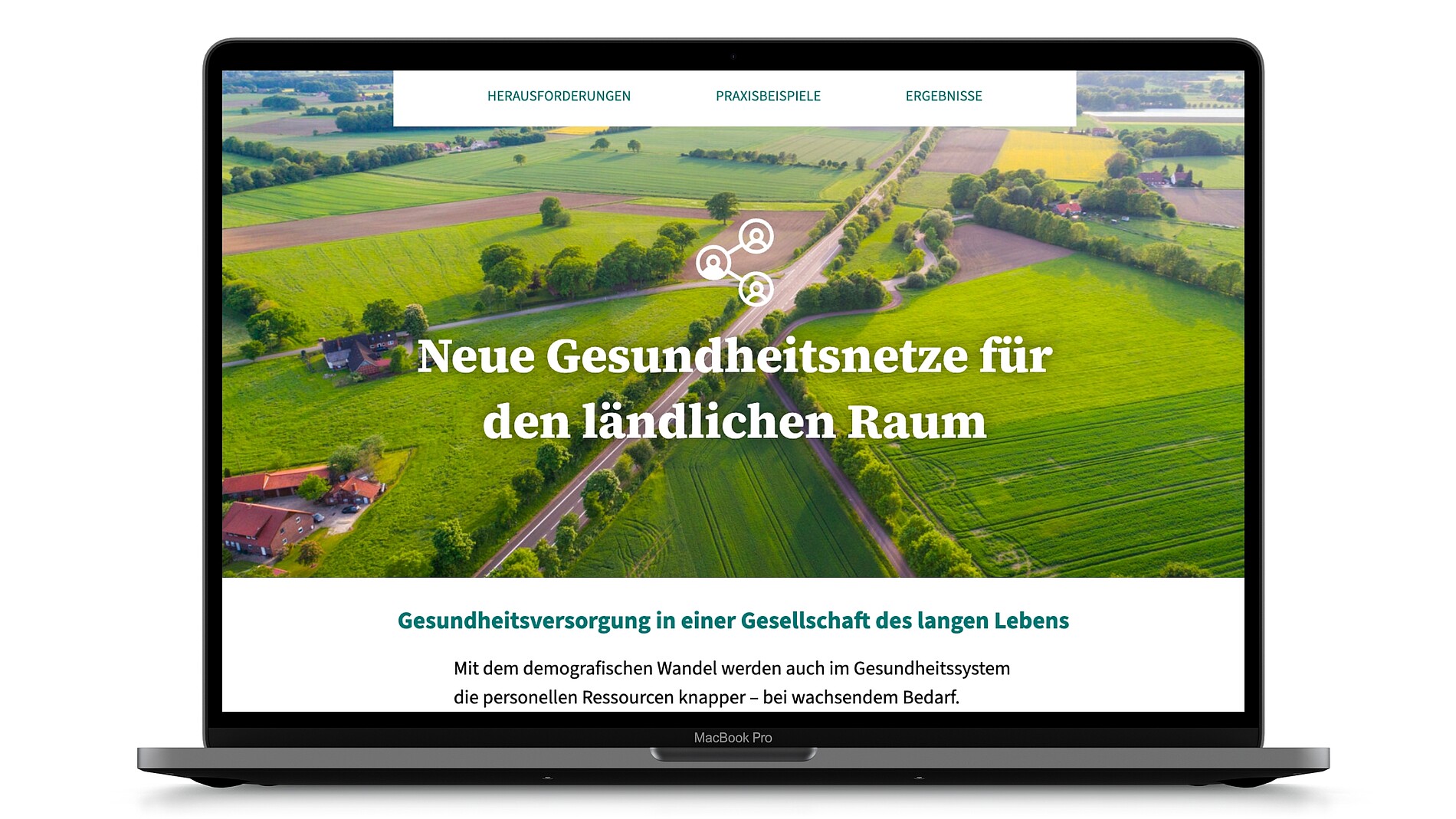 Ansicht der Webseite neue-gesundheitsnetze.de auf einem Macbook.