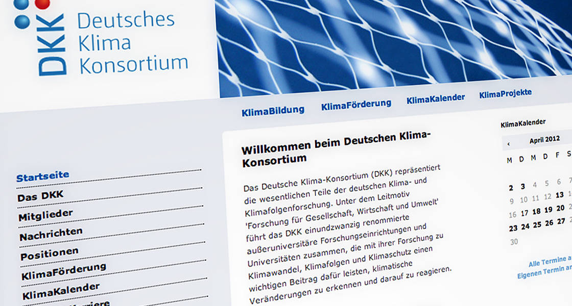 Die Startseite des Deutschen Klima Konsortiums 